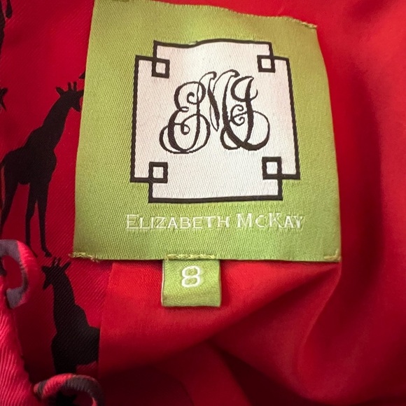 Elizabeth McKay Red and Black Silk Giraffe Patterned Mini Dress - Picture 4 of 5